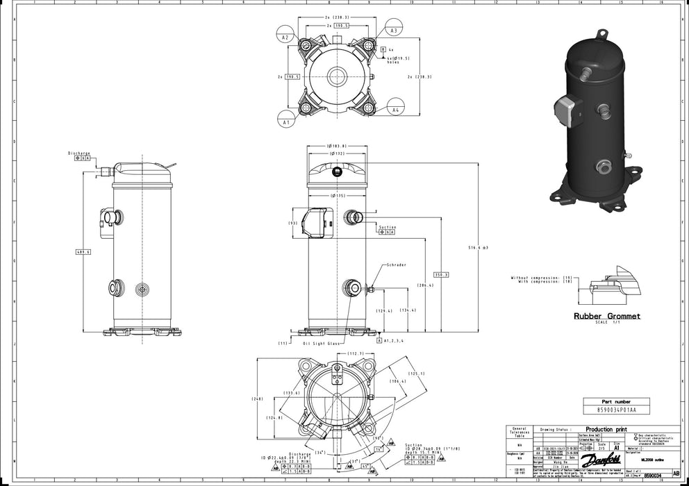 Scroll compressor, MLZ058T4LC9B