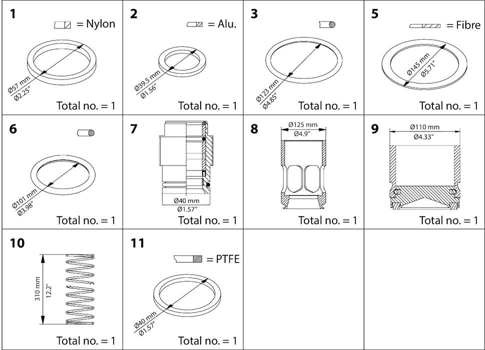 Danfoss SCA and SCA-X 125-5 Complete Overhaul Kit